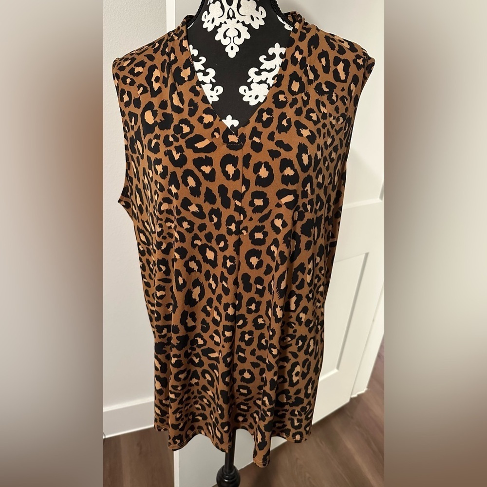 Worthington Brown Leopard Print Blouse